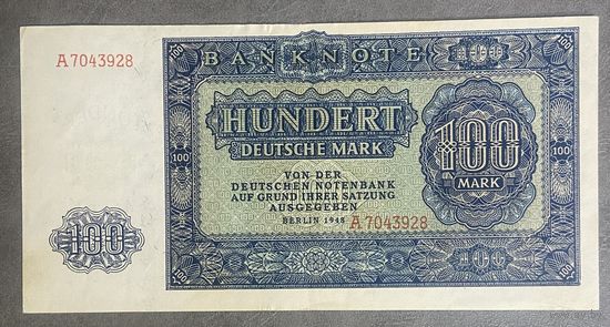 Банкнота 100 марок 1948 год. ГДР.