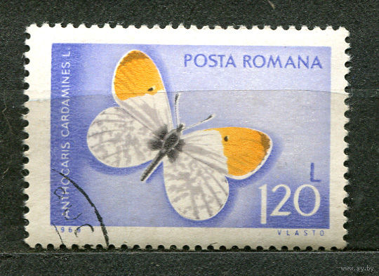 Бабочка Аврора. Румыния. 1969