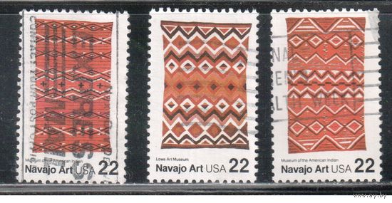США-1986, (Мих.1845-1848), гаш., Прикладное искусство, Индейцы , 3 марки(2)