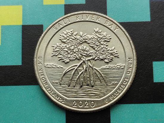 США. 25 центов (квотер, 1/4 доллара) 2020 D. Национальный исторический парк и экологический заповедник Бухта Солёной реки.