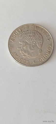 1 крона 1954 года Швеция. Серебро 400. Монета не чищена. 45155