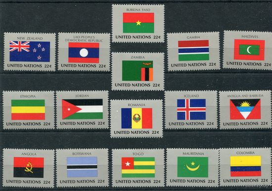 США. ООН Нью-Йорк. Флаги стран членов ООН. Выпуск 1986