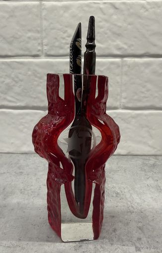 Карандашница. АГИТАЦИЯ. Серп и Молот со Звездой. Красное стекло. РЕДКОСТЬ!!   Распродажа коллекции!!!