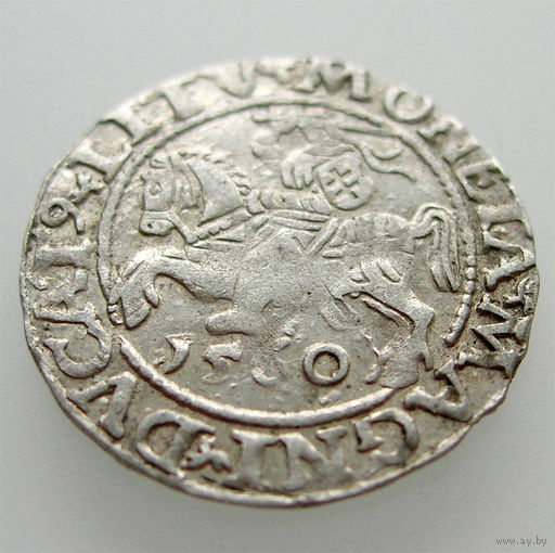 Полугрош 1560, Жигимонт Август, Вильно. Окончания легенд: Ав - L, Рв - LITVA