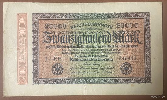 Банкнота 20000 марок 1923 год. Веймарская республика.