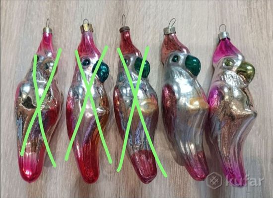 Елочные игрушки, стекло, попугай