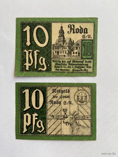 Нотгельд 10 пфеннигов Рода. Веймарская республика - 1602 (2)