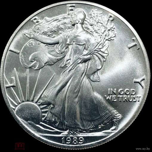 С рубля без мц! 1 доллар 1989 США шагающая свобода унция серебра