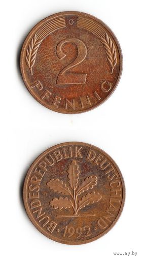 2 пфеннига Германия 1992 года(G)