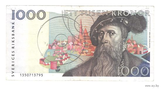 Швеция 1000 крон 1991 года. Большой номинал. Состояние VF+