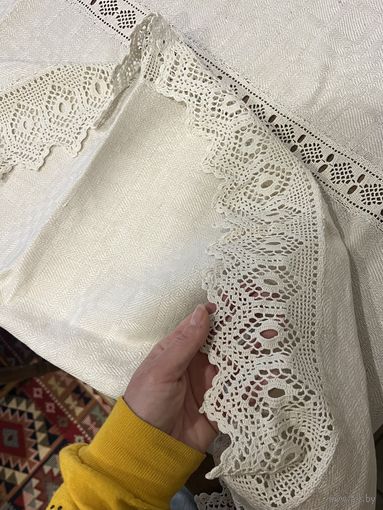 Огромная старинная домотканая скатерть