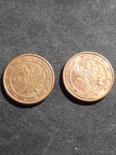 Германия 1 евроцент 2009 F J