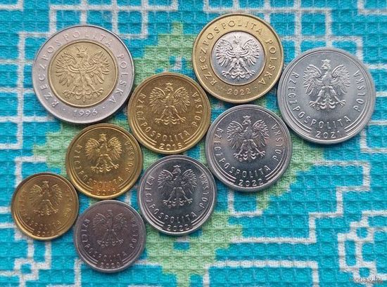 Польша набор монет 1, 2, 5, 10, 20, 50 грошей; 1, 2, 5 злотых, UNC. Новый тип. Предложи свою цену или обмен!