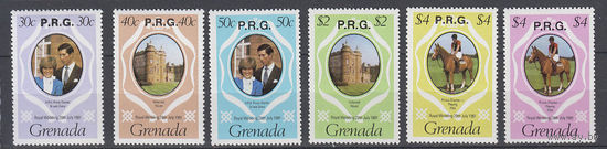 Принцесса Диана. Королевская свадьба. Гренада. 1981. 6 марок. Michel N 9,11,13,18,23 (23,5 е)