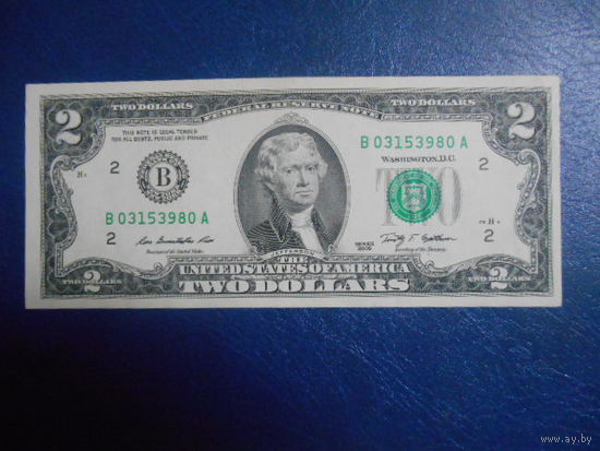 США. 2 доллара 2009 г.. Серия "В"