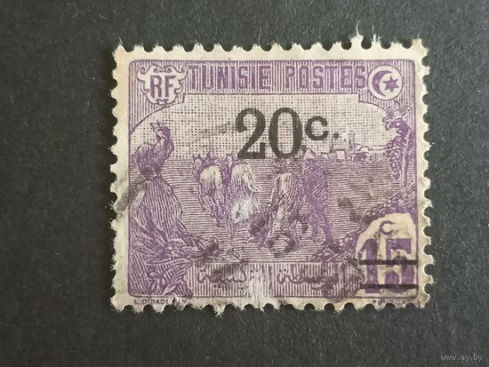 Тунис 1921. Сельское хозяйство. Переоценка номинала. Надпечатка