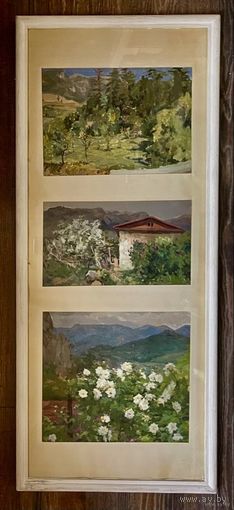 Бржозовский Г.Ф "Гурзуф", этюды. 1951г. Картон, масло. Размер 44х105 см.