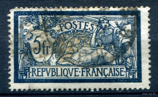 Франция (Республика) - 1900/17г. - аллегория, Мерсон, тип x a, 5 Fr - 1 марка - гашёная [Mi 100 х a]. #1-Fr-23-B-1