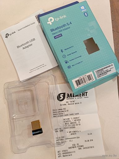 Bluetooth 5.4 адаптер TP-Link UB500, год на гарантии. Покупал для себя в марте, оказалось надо отключать старый модуль блютуз, чтоб работал новый свисток, что для меня не решение. Работает отлично, с