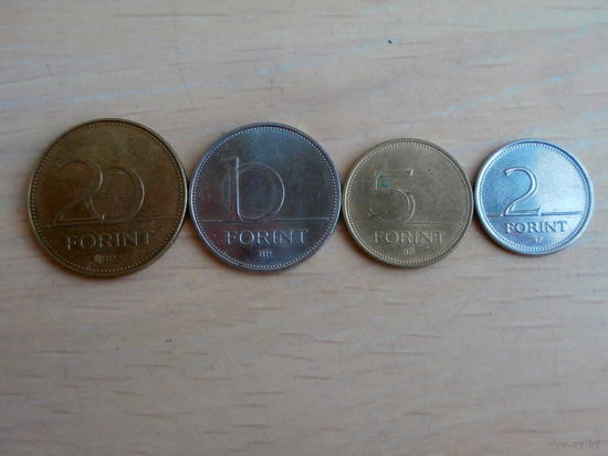 Набор 4 монеты: 20, 10, 5, 2 форинтов Венгрия.