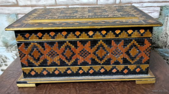 Шкатулка СССР, инкрустация соломкой