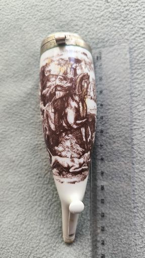 Антикварная фарфоровая чашка трубки."Охота ". Германия.19в Охотничья серия "Егерьская"