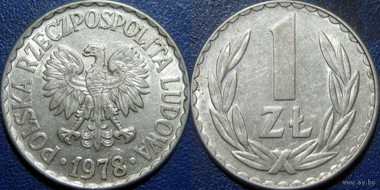 Польша, 1 злотый 1978 без минтмарки, UNC