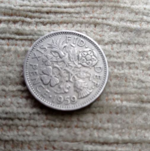 Werty71 Великобритания 6 пенсов 1959 Елизавета 2