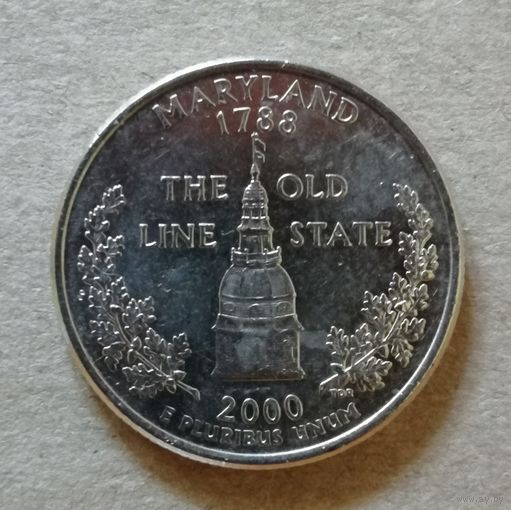 США 1/4 доллара, 2000 год, Квотер штата Мэриленд, KM# 306   ю