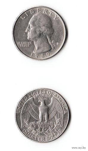 США 25 центов Квотер 1989 (D) года