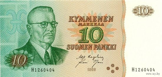 Финляндия 10 марок образца 1980 года UNC p111a(6)