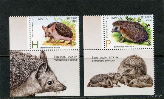 Беларусь 2012. Фауна. Ежи. Серия с купоном