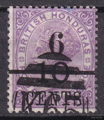 57.BrKCI. Великобритания. Колонии. Британский Гондурас. Стандарт. Виктория. Надпечатка нового номинала. 1891 г. 6C. Mi.#26b.