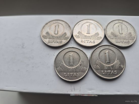 Сборный лот (1 лит) Литва. Лот состоит из 5-ти монет. Монеты не чищены. 45421