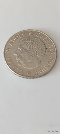 1 крона 1962 года Швеция. Серебро 400. Монета не чищена. 45156