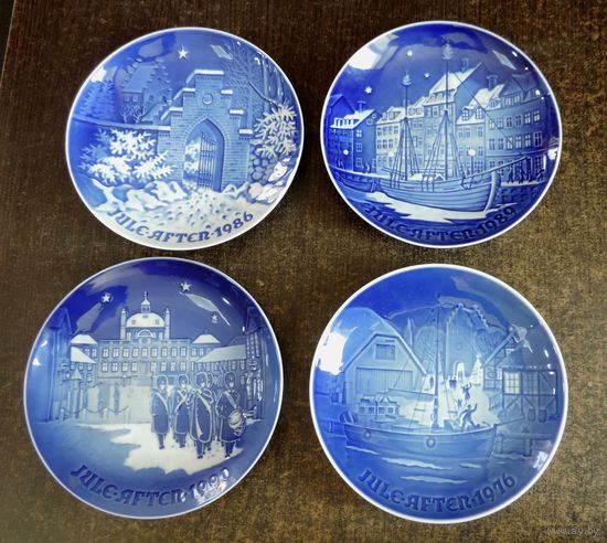 Тарелки фарфоровые настенные 70-80-е годы Дания. Диаметр 18 см. - 4 шт.