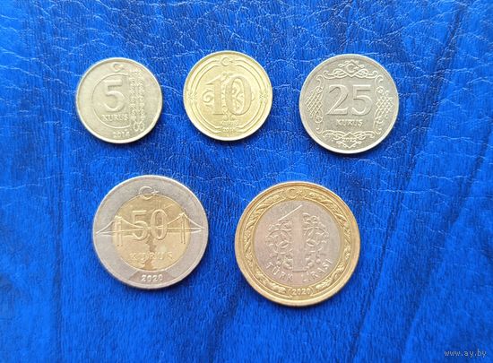 Турция 5, 10, 25, 50 куруш, 1 лира