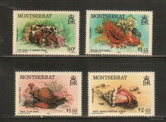 Монтсеррат-1984(Мих.557-560) , **    , Морская Фауна ,Крабы, Раковины(полная серия)