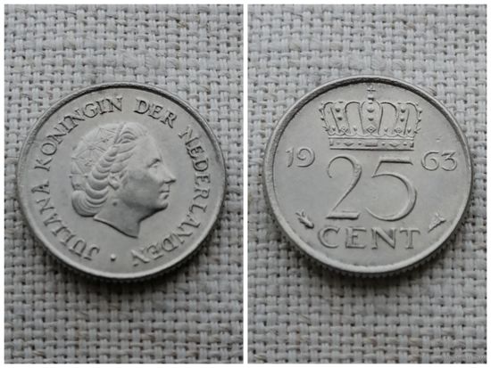 Нидерланды 25 центов 1963
