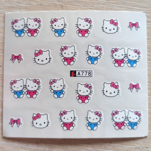 Hello Kitty слайдеры для ногтей. Водные наклейки-переводки на ногти