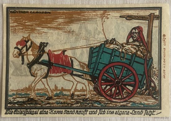 Нотгельд 75 пфеннигов 1921 год. Кнайтлинген. Веймарская республика.
