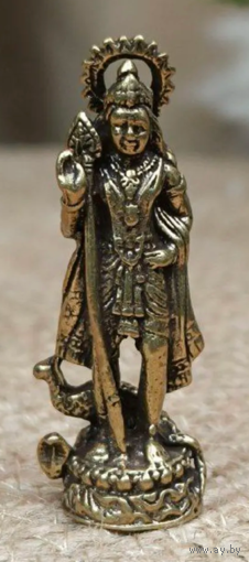 Статуэтка миниатюра Картикея с павлином Бронза Индия