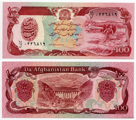Афганистан. 100 афгани (образца 1990 года, P58b, UNC)