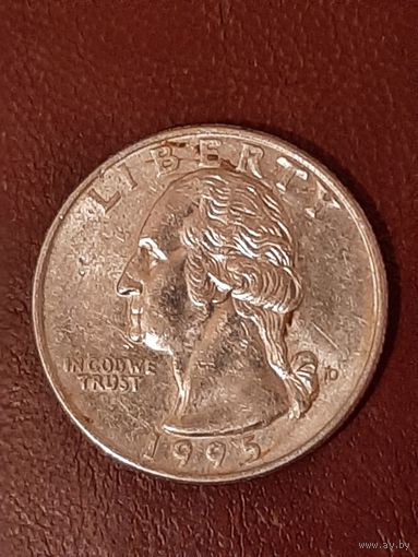 США 1 квотер 25 центов 1/4 доллара, 1995 D.