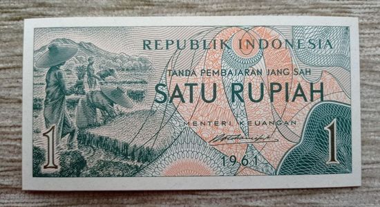 Werty71 Индонезия 1 Рупия 1961 UNC банкнота Сбор Риса