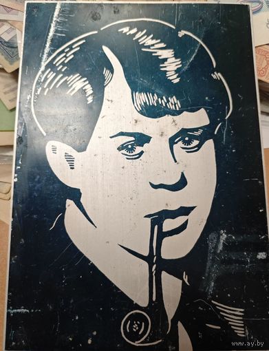 Картина на металле. Есенин. 27х19 см. Старенькая