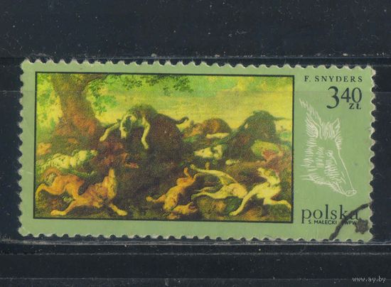 Польша ПНР 1968 Сцены охоты в живописи Ф.Снейдерс Охота на кабана #1895