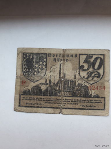 Нотгельд Германия 50 пф. 1919 Дортмунд
