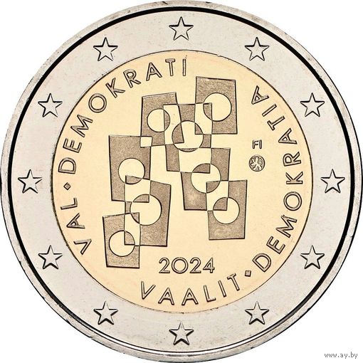 2 евро 2024 Финляндия Выборы UNC из ролла