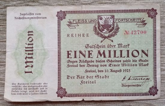 Werty71 Германия Веймар 1000000 марок 1923 банкнота 1 миллион гроссгельд Фрайталь